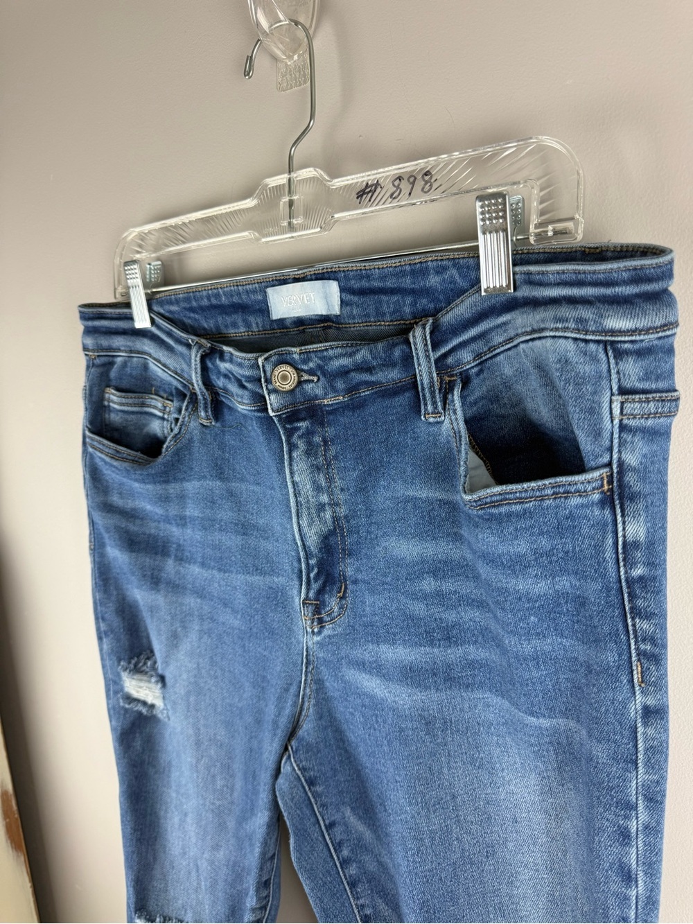 Vervet Blue Women’s Faded Distressed Skinny Jeans SZ 32 Medium Wash Casual Denim